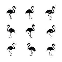 Elegant Flamingo Silhouette Vector Illustration on White Background