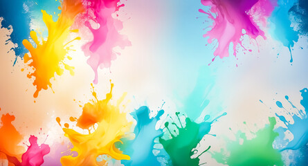 Obraz premium Abstract colorful paint splatters on white background