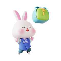3D 추석 토끼 캐릭터 일러스트 © raonmade