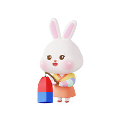 3D 추석 토끼 캐릭터 일러스트