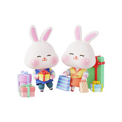 3D 추석 토끼 캐릭터 일러스트 © raonmade