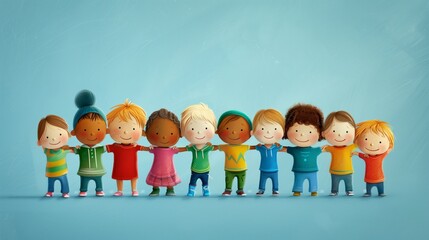 Kids put arms around each other's shoulders