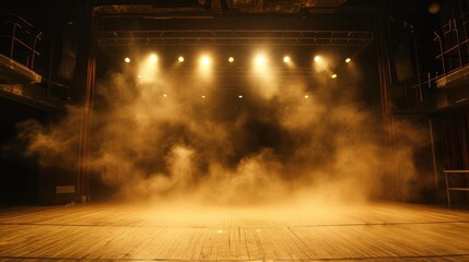 Theatrical Stillness: Empty Stage Bathed in Light