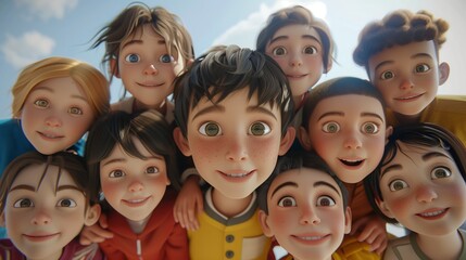 Obraz premium Kids put arms around each other's shoulders