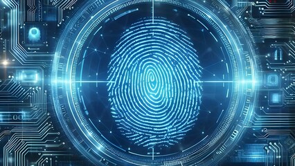 Modern technological fingerprint scanning on electrical circuit board and enhancing the security system