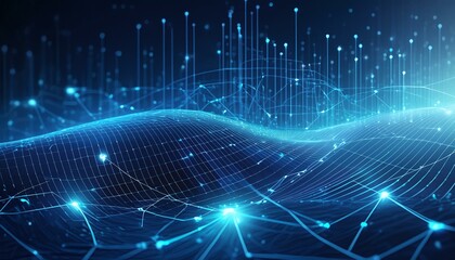 Obraz premium Digital background perfect for tech processes, neural networks, artificial intelligence, data transfer and encryption, digital archives, sound and graphic presentations, science, education, etc