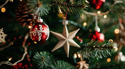 A decorated Christmas tree with homemade ornaments