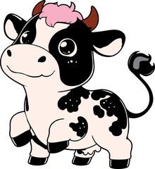 Cute cow cartoon vector illustration
