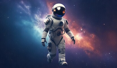 Fototapeta premium astronaut in space full body with background galaxy space