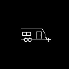 Trailer icon flat vector illustration for graphic and web design isolated on black background