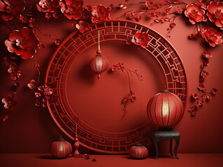 Eyecatching esign concept of chinese lunar new year - beautiful chinese knot with plum blossom