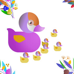 set of colorful birds