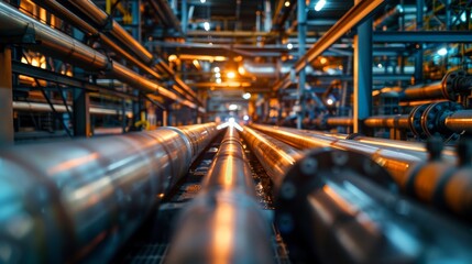 Obraz premium Industrial Pipes: A Network of Metal