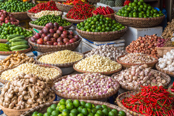 Vegetable stall in market, Hanoi, Vietnam