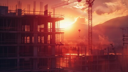 Obraz premium Construction Site at Sunset