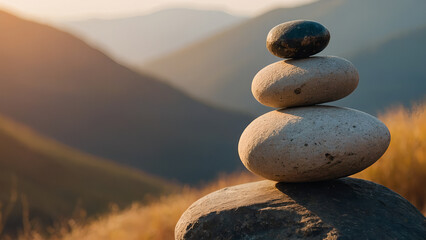 Artistic Zen Rock Balancing - Harmony and Balance in Nature's Sculpture for Meditation, Wellness, and Inner Peace - Perfect for Inspirational Posters and Mindfulness Practices
