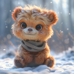 Obraz premium a cute 3d adorable baby bear generative ai