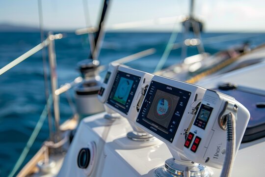 Advanced Navigation Equipment on Sailboat for Modern Sailing Races and Open Sea Navigation