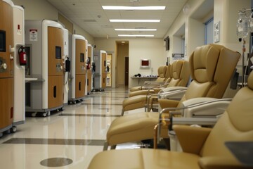 Modern Blood Donation Center with State-of-the-Art Equipment and Comfortable Donor Chairs