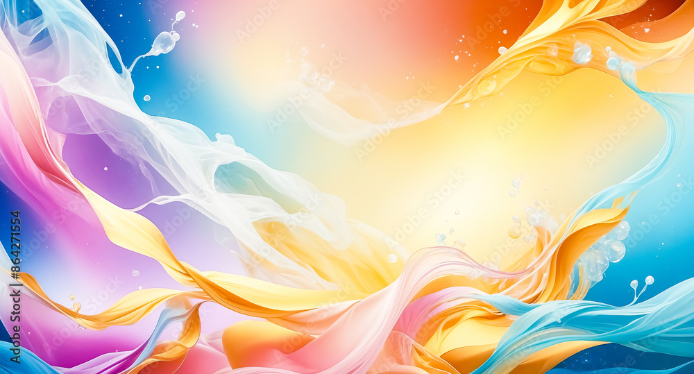 Poster Abstract Colorful Liquid Swirls with Bubbles