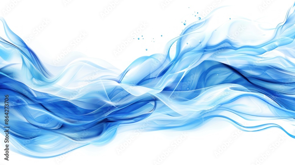 Wall mural Abstract Blue Wave with White Background