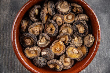 shiitake dried mushroom meal food snack on the table copy space food background top view vegetarian vegan food