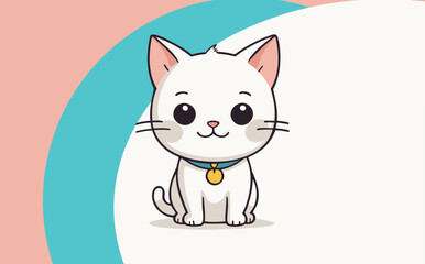 Cat vector, premium mascot, cute kitten design, cat cartoon with golden collar