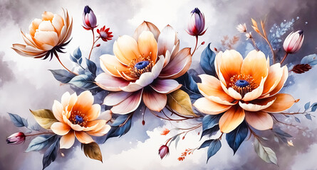 Fototapeta premium Watercolor Floral Bouquet