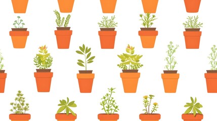 Vibrant Potted Plants in Various Sizes and Shapes Arranged on White Background