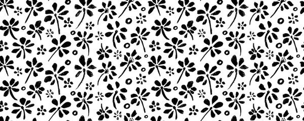 Simple seamless pattern of hand drawn flowers, abstract colorful background.Hand drawn painting for your fabric, wrapping paper, wallpaper design