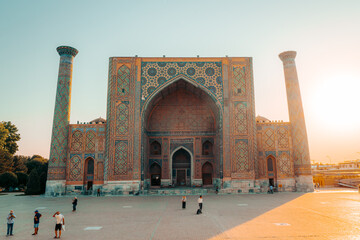 Sunset view at Registan, in Samarkand, Uzbekistan