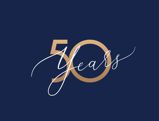 Fifty years celebration event. 50 years anniversary sign. Vector design template.