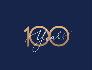 One hundred years celebration event. 100 years anniversary sign. Vector design template.
