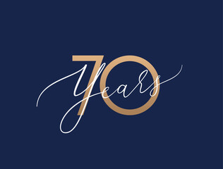 Seventy years celebration event. 70 years anniversary sign. Vector design template.