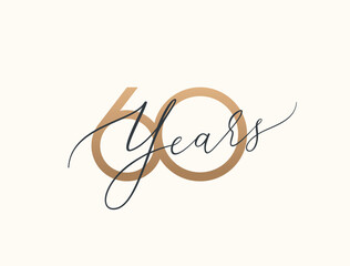 Sixty years celebration event. 60 years anniversary sign. Vector design template.