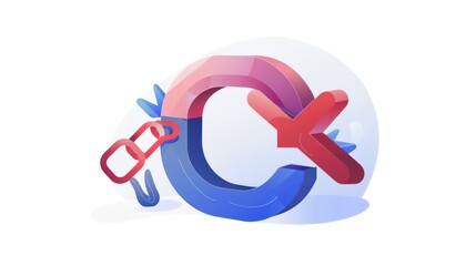 Red and Blue 3D Arrow with Chain