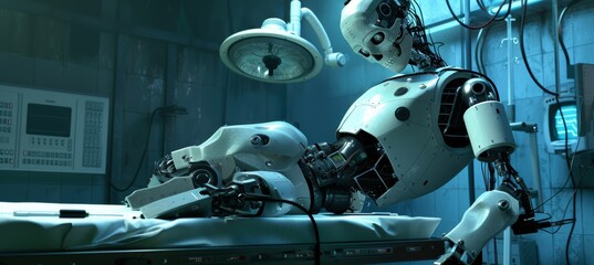 Advanced Medical Robot Performing High-Precision Surgery in a Modern Operating Room