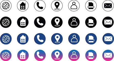 Web icon set. Contact information icons. Contact us icon set. Vector illustration. Website set icon vector. for computer and mobile