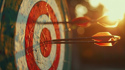 a target with multiple arrows hitting the bullseye, symbolizing the idea of precise targeting and effective marketing strategies to gain a competitive edge in the market.
