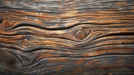 Close-up Macro Shot of Weathered Wood Grain Texture on Vintage Plank