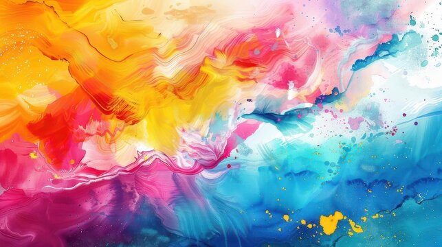 abstract watercolor symphony vibrant multicolored painted background with fluid textures digital art