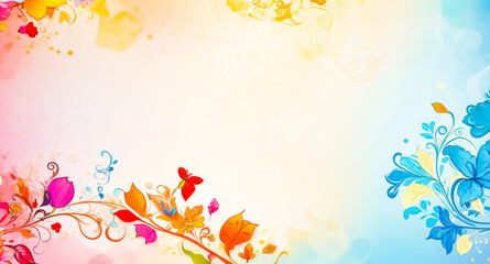 Abstract Floral Background with Butterflies