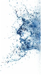 Obraz premium An image of a face made of blue dots, an asactic image of a face.