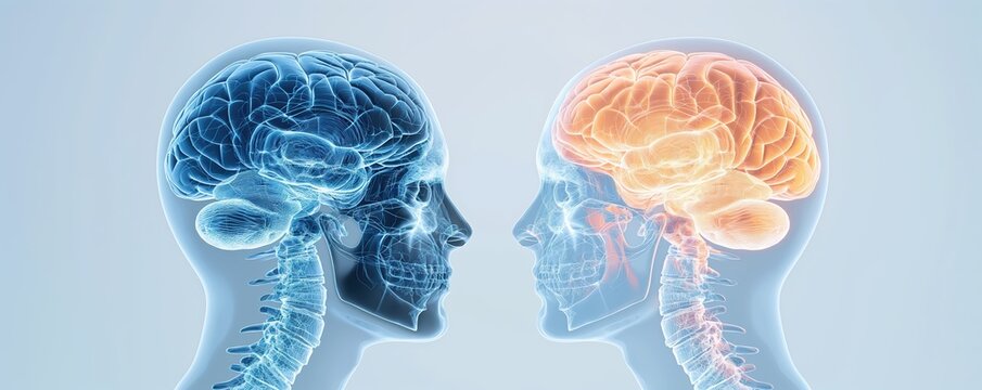 Comparison of a healthy brain and one with Parkinsons disease