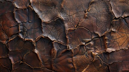 Obraz premium Weathered Elegance: Close-up of Cracked Vintage Leather Texture