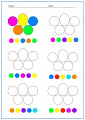 A printed sheet of a workbook is a logical game. Paint the circles. Vector illustration.