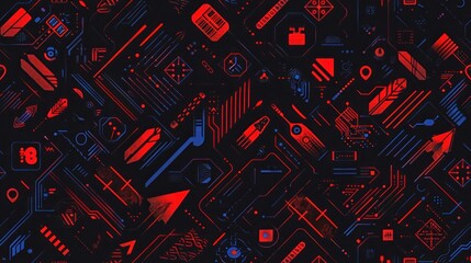 Abstract Geometric Pattern in Red and Blue