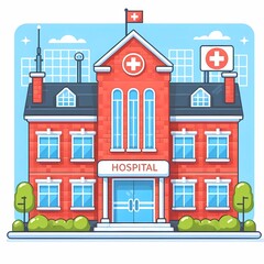 Hospital building colorful vector illustration on isolated white background