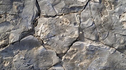 Detailed Close-up of Rough Textured Stone Surface Showing Grains and Cracks