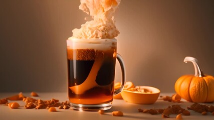 Iced Pumpkin Spice Latte With Whipped Cream Generative AI